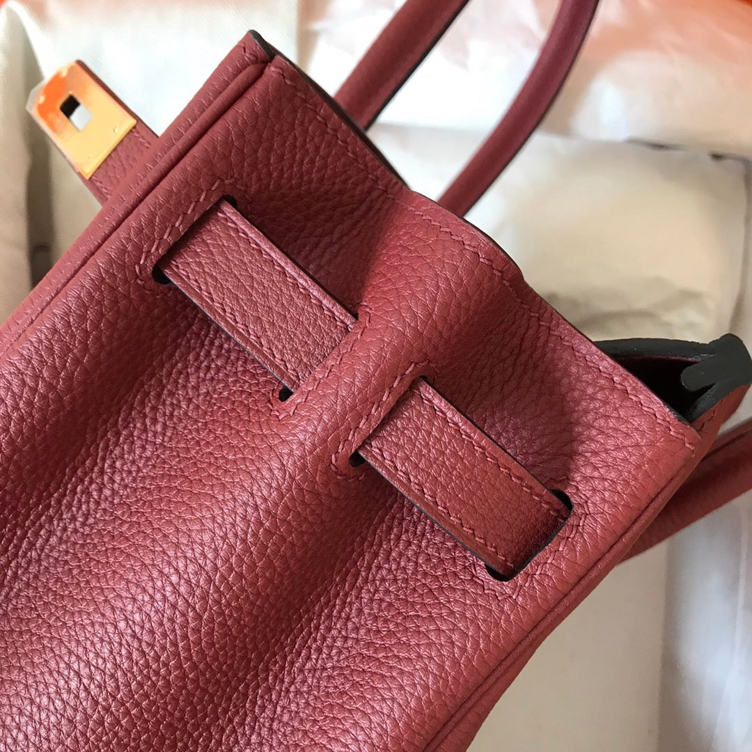 HM BIRKIN 25CM VIN ROUGE CUIR TOGO QUINCAILLERIE DORÉ
