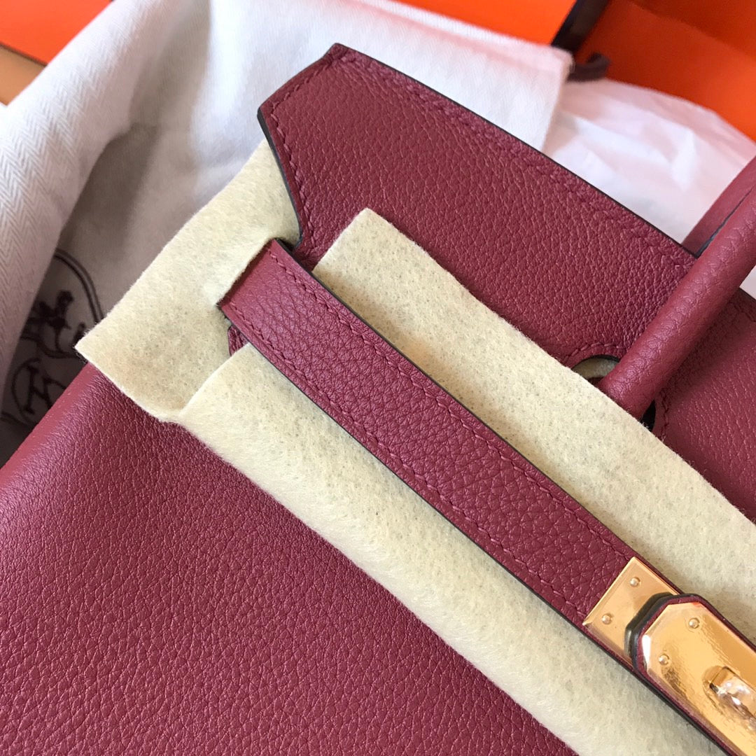 HM BIRKIN 25CM VIN ROUGE CUIR TOGO QUINCAILLERIE DORÉ