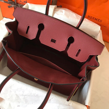 HM BIRKIN 25CM VIN ROUGE CUIR TOGO QUINCAILLERIE DORÉ