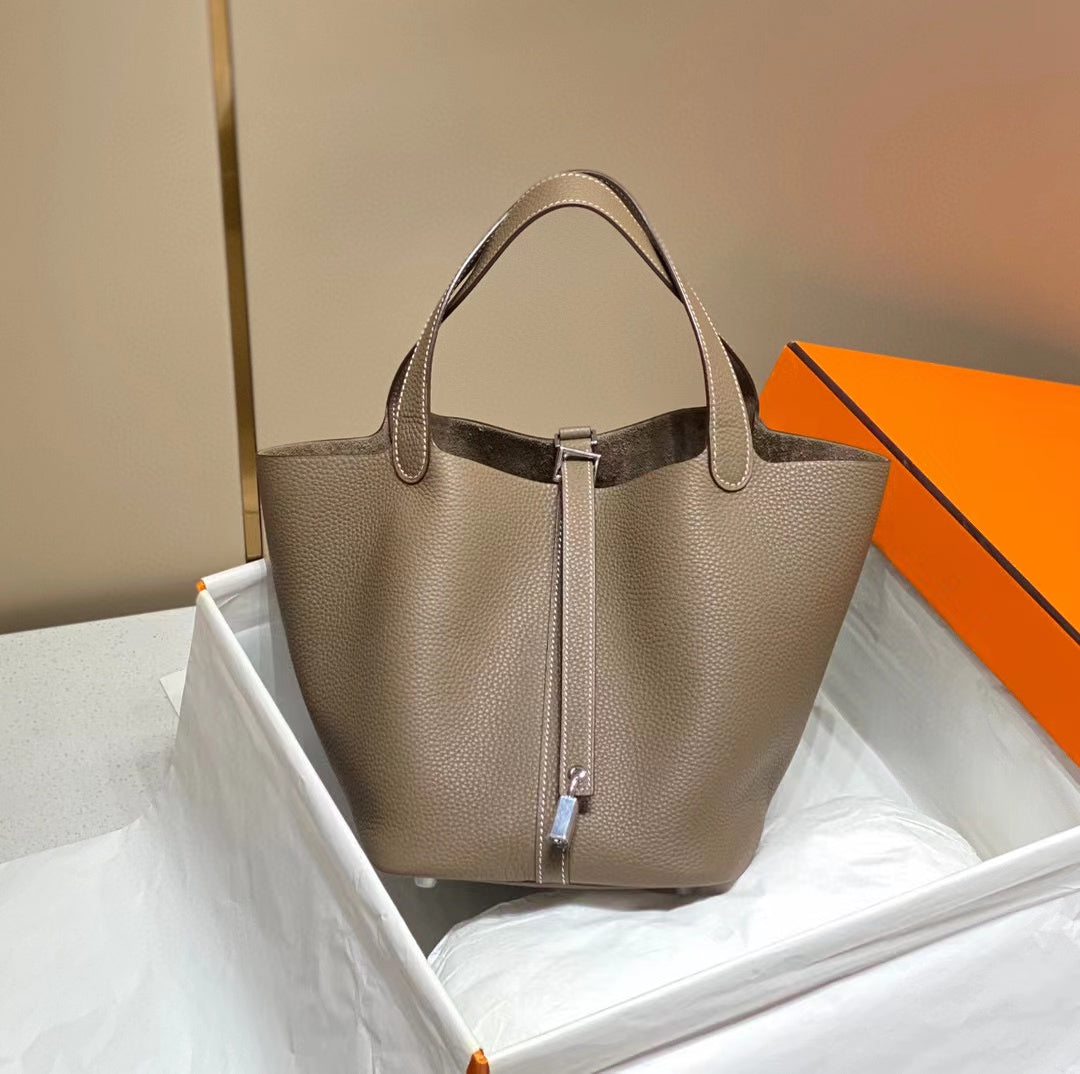 Serrure Picotin Etoupe Togo Cuir Argent Quincaillerie