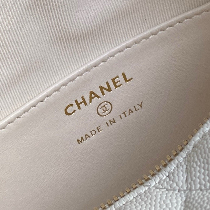 Sac Hobo CC 25C 21,5 cm, poignée supérieure, cuir de veau grainé blanc