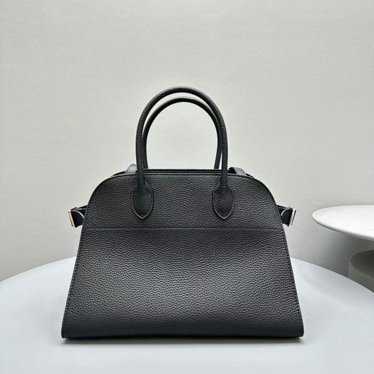 The Row Margaux 32 cm en cuir de veau grainé noir