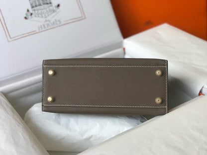 HM ケリー 25 エトゥープ エプソムレザー ゴールド金具