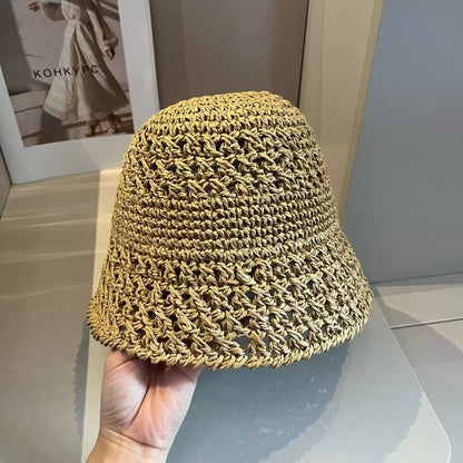 Chapeau en tissu tissé beige Miu