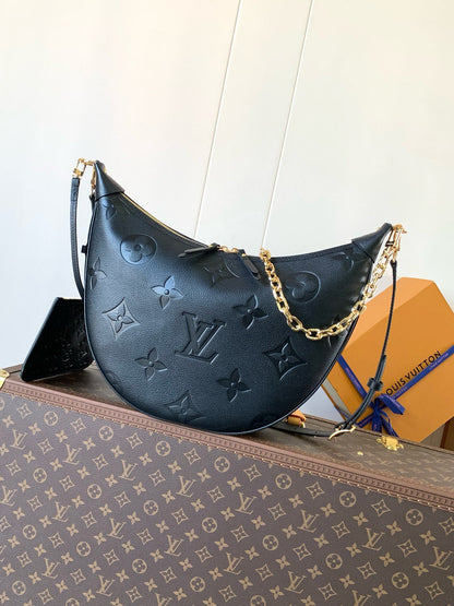 LV ホーボー ループバッグ 38cm ブラック モノグラム アンプラント レザー