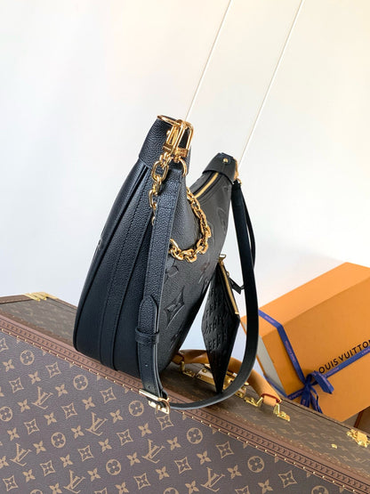 LV ホーボー ループバッグ 38cm ブラック モノグラム アンプラント レザー