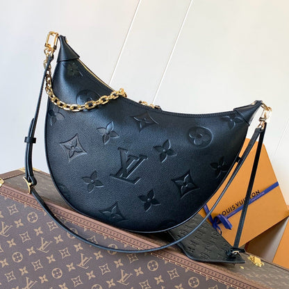 LV ホーボー ループバッグ 38cm ブラック モノグラム アンプラント レザー