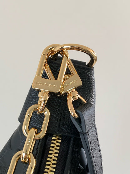 LV ホーボー ループバッグ 38cm ブラック モノグラム アンプラント レザー