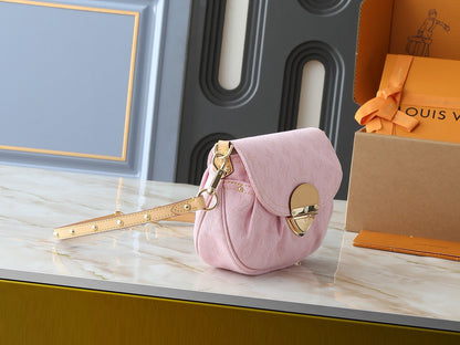 LV サンセットバッグ 27cm ピンクモノグラムデニム ゴールド金具