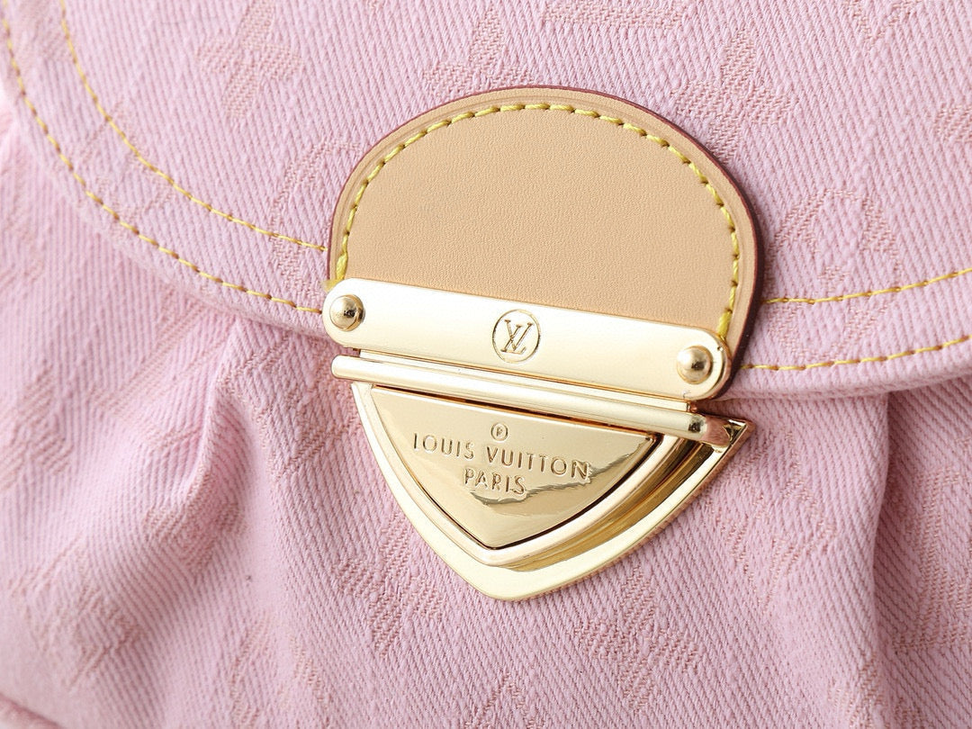 LV サンセットバッグ 27cm ピンクモノグラムデニム ゴールド金具