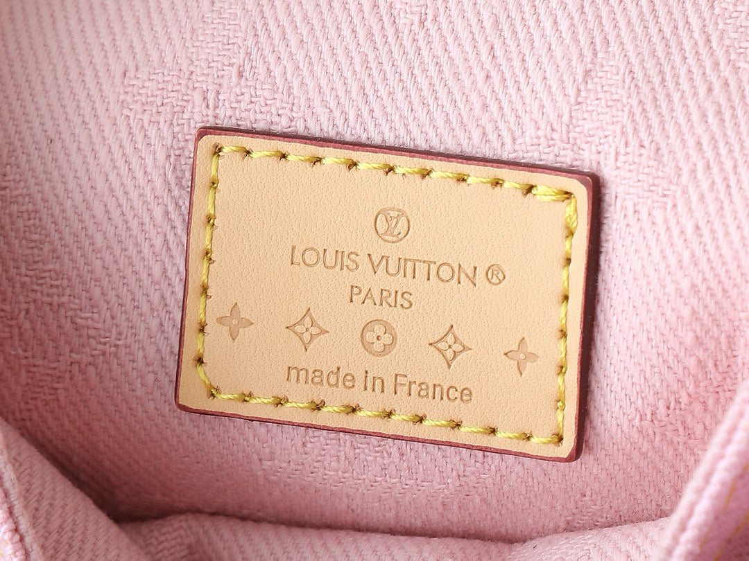 LV サンセットバッグ 27cm ピンクモノグラムデニム ゴールド金具