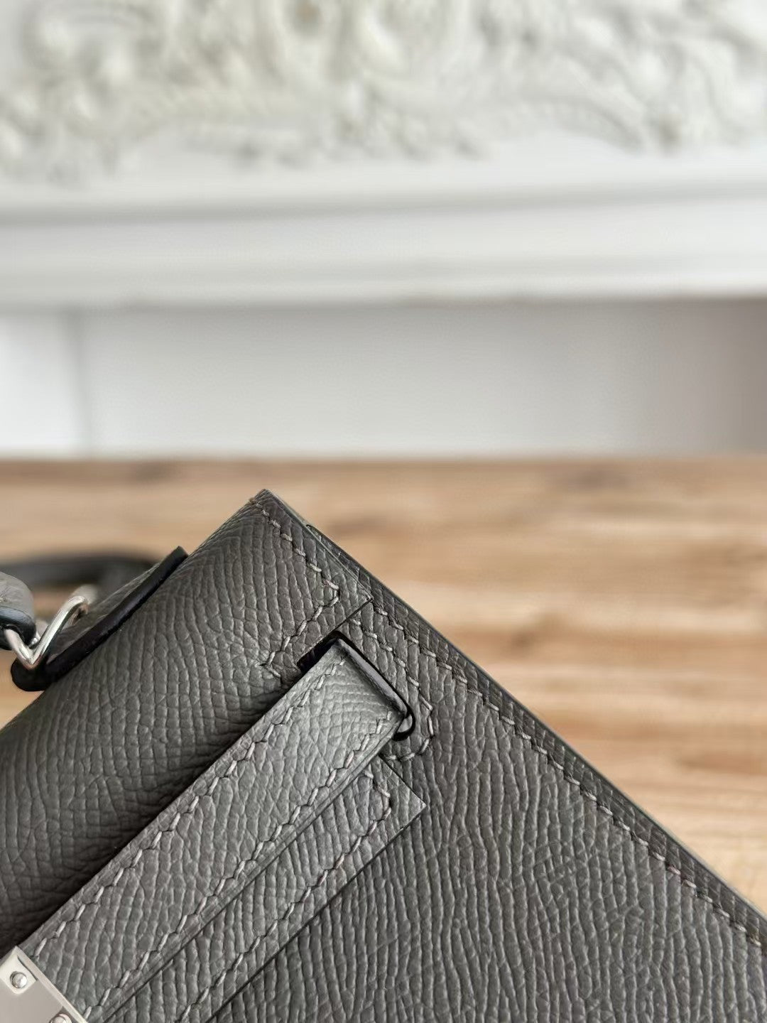 HM Mini Kelly 19 cm Anthracite Epsom Quincaillerie argentée