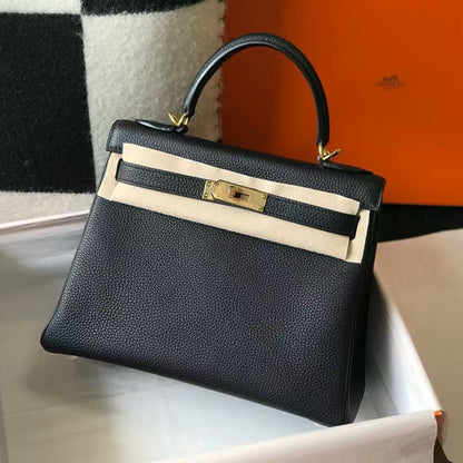 HM ケリーバッグ 28インチ ブラック トーゴレザー ゴールド金具