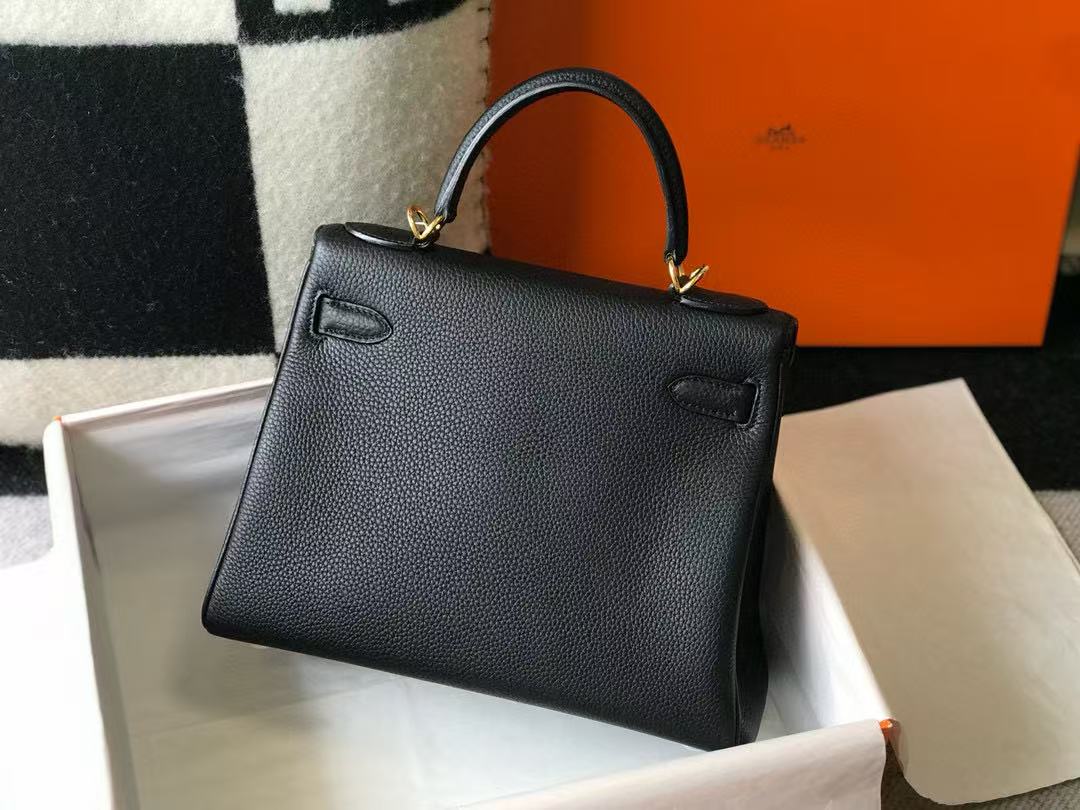 HM ケリーバッグ 28インチ ブラック トーゴレザー ゴールド金具
