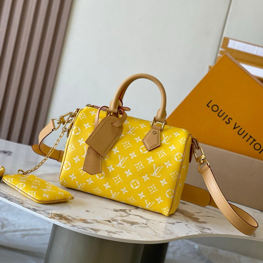 Speedy P9 Bandouliere 25 cm en cuir de veau jaune