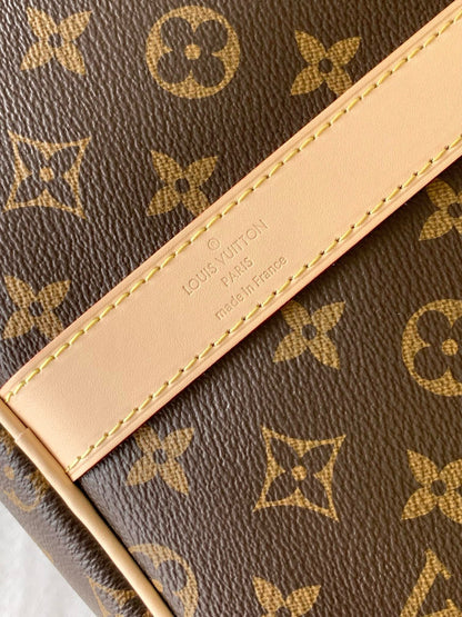 LV Keepall Bandouliere 55 Monogram Canvas Brown Gold Hardware