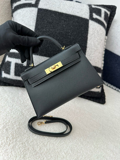 HM ミニケリー 19cm ブラック エプソム ゴールド金具 ベストバージョン