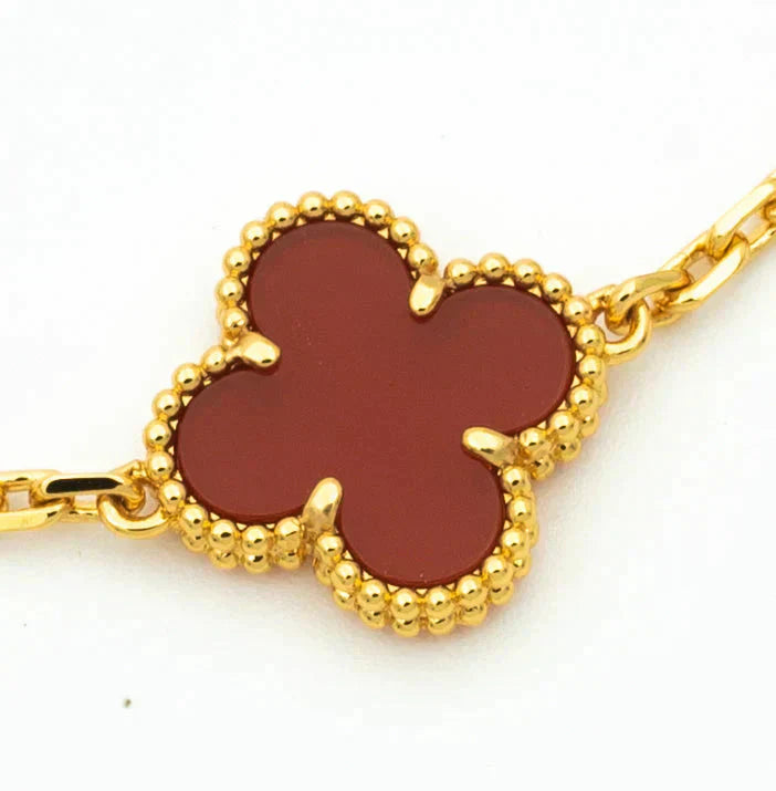 CLOVER 5 MOTIF RED CORNELIAN BRACELET COLLECTION