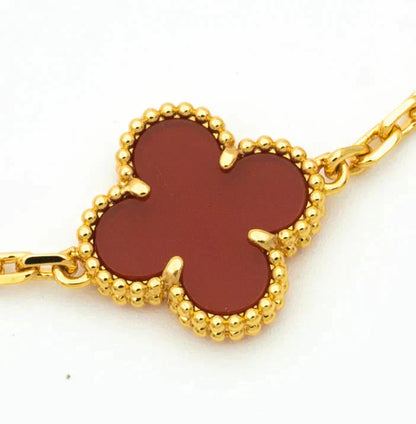 CLOVER 5 MOTIF RED CORNELIAN BRACELET COLLECTION