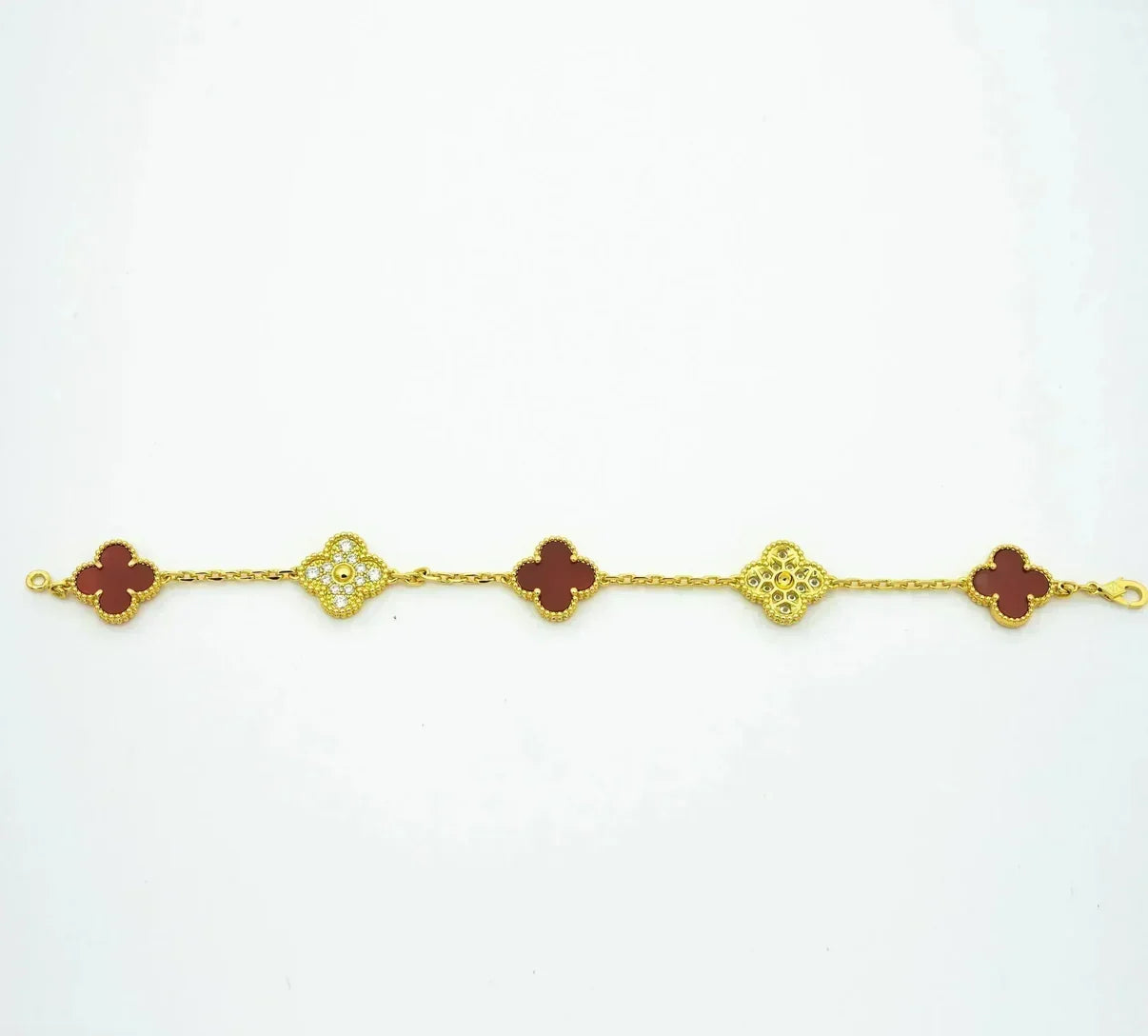 CLOVER 5 MOTIF RED CORNELIAN BRACELET COLLECTION