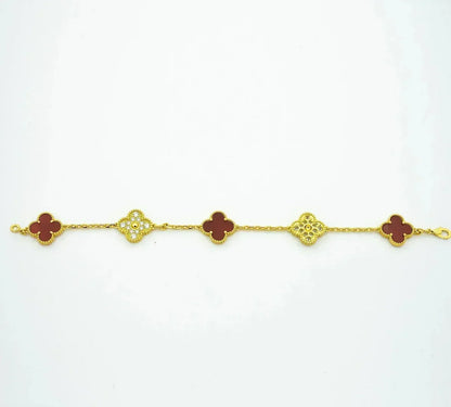 CLOVER 5 MOTIF RED CORNELIAN BRACELET COLLECTION
