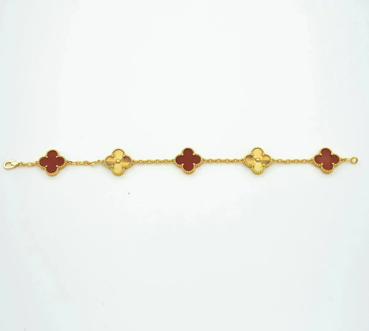 CLOVER 5 MOTIF RED CORNELIAN BRACELET COLLECTION