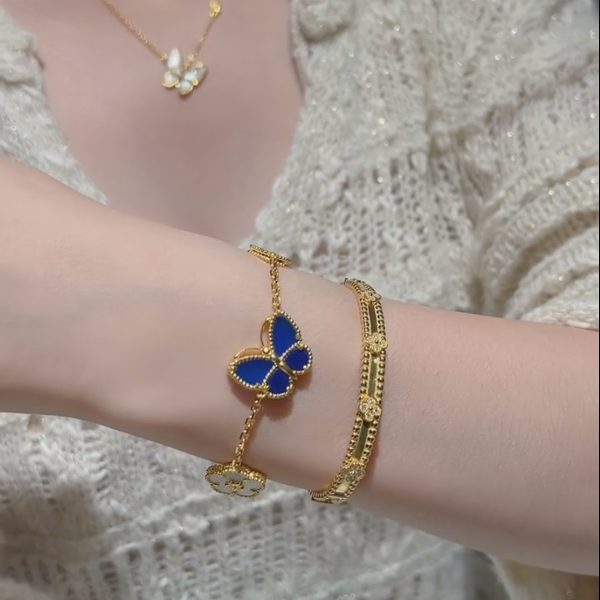 2026 New Arrival LUCKY SPRING CLOVER 5 MOTIF BRACELET&NECKLACE&RING SET