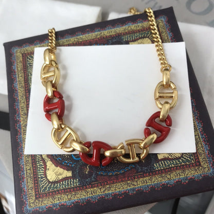 COLLIER FEMME CD NAVY MÉTAL FINITION DORÉ