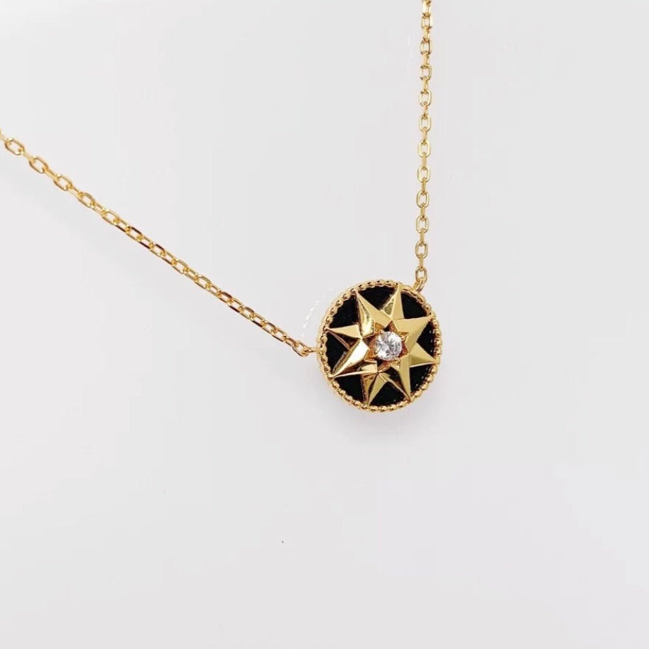 Collier boussole en onyx noir naturel CD Victoire