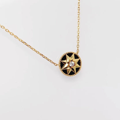 Collier boussole en onyx noir naturel CD Victoire