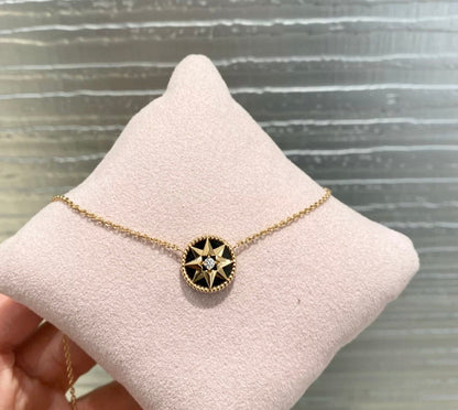 Collier boussole en onyx noir naturel CD Victoire