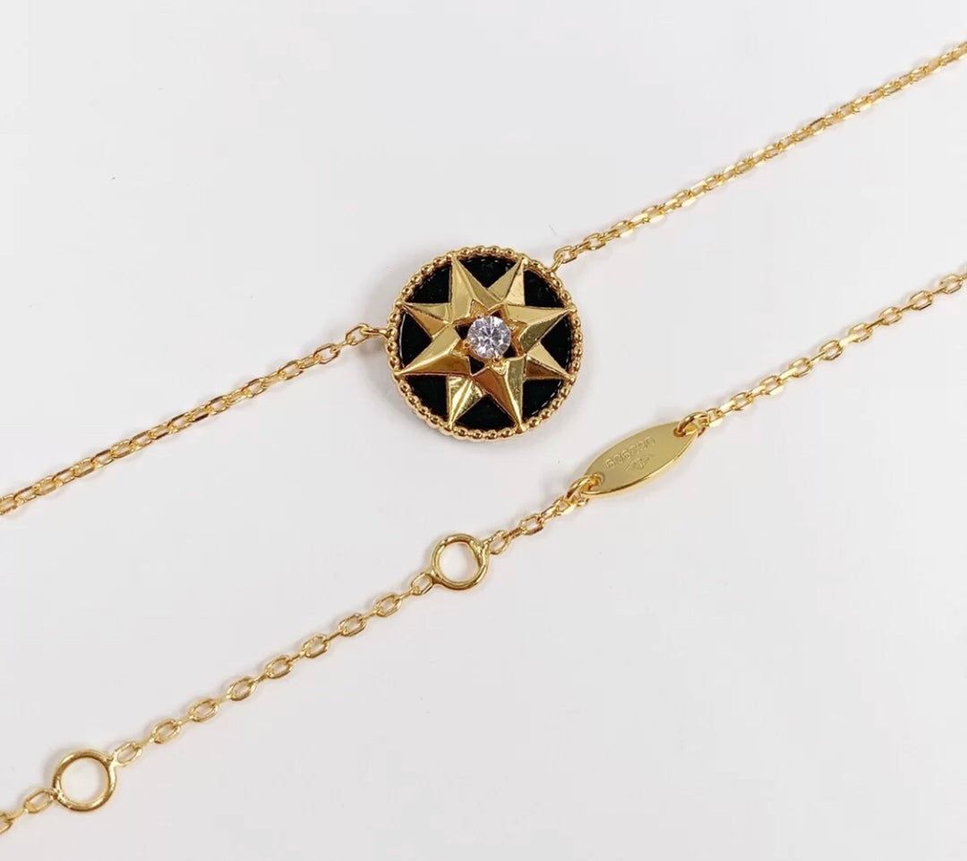 Collier boussole en onyx noir naturel CD Victoire