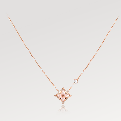 STAR PINK MOP 1 DIAMOND PINK GOLD NECKLACE
