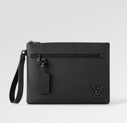 POCHETTE TAKEOFF 30 AEROGRAMME EN CUIR DE VEAU NOIR