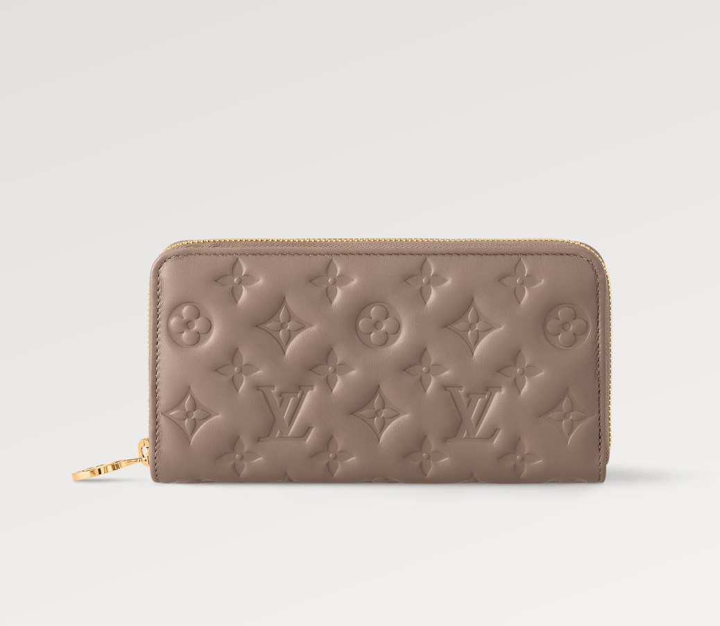 PORTEFEUILLE ZIPPY 19 EN CUIR D'AGNEAU GAUFRÉ BEIGE