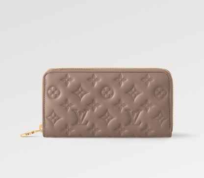 PORTEFEUILLE ZIPPY 19 EN CUIR D'AGNEAU GAUFRÉ BEIGE