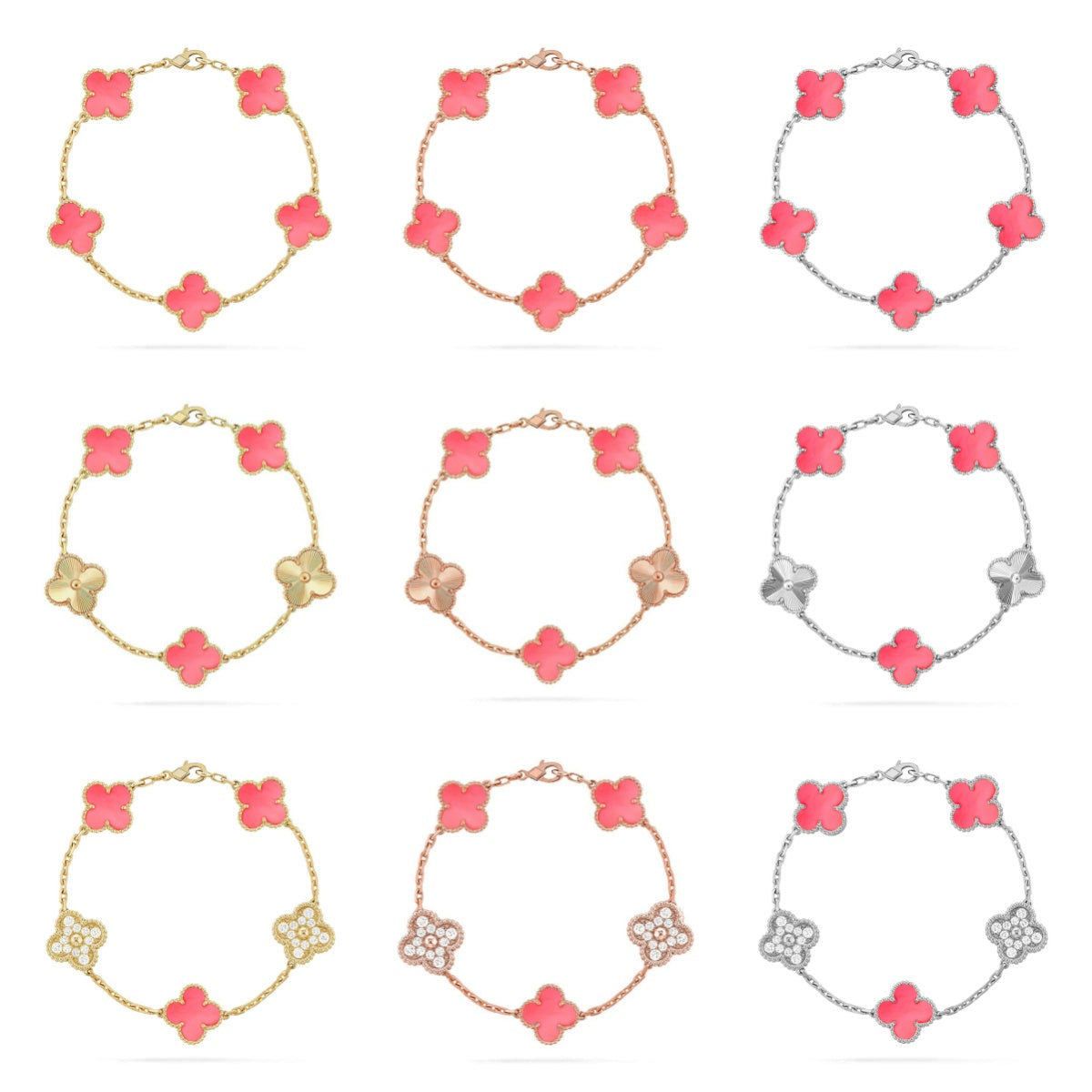 CLOVER 5 MOTIFS  PINK MOP BRACELET COLLECTION