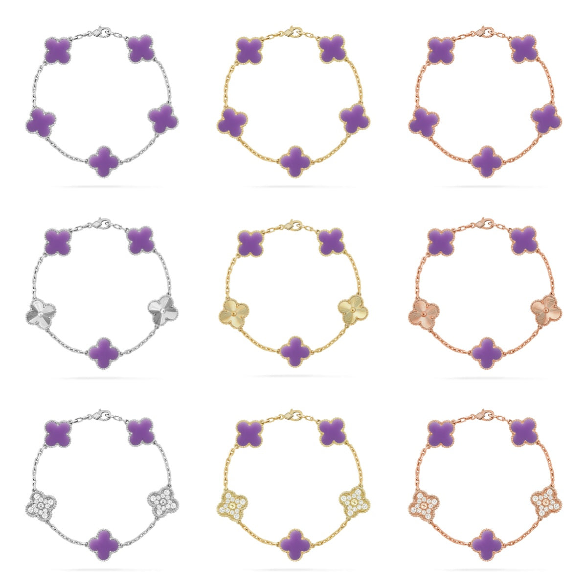 CLOVER 5 MOTIF LIGHT PURPLE BRACELET COLLECTION
