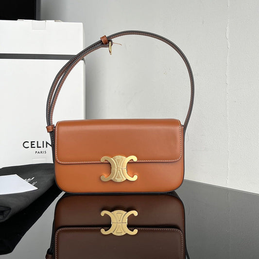 CLASSIC TRIOMPHE 20 CUIR DE VEAU MARRON ACIER DORÉ