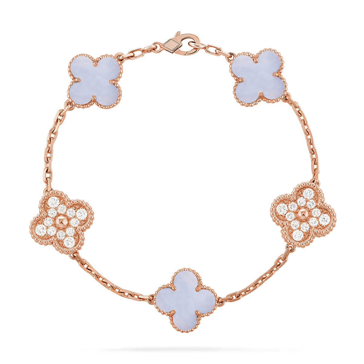CLOVER 5 MOTIF PURPLE CHALCEDONY BRACELET COLLECTION