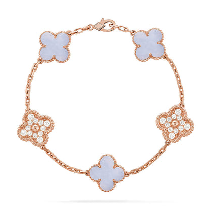 CLOVER 5 MOTIF PURPLE CHALCEDONY BRACELET COLLECTION