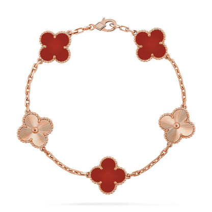 CLOVER 5 MOTIF RED CORNELIAN BRACELET COLLECTION