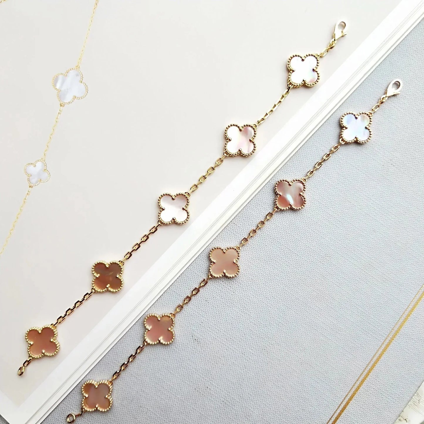 CLOVER 5 MOTIFS  PINK MOP BRACELET COLLECTION