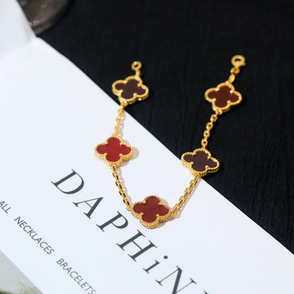 CLOVER 5 MOTIF RED CORNELIAN BRACELET COLLECTION