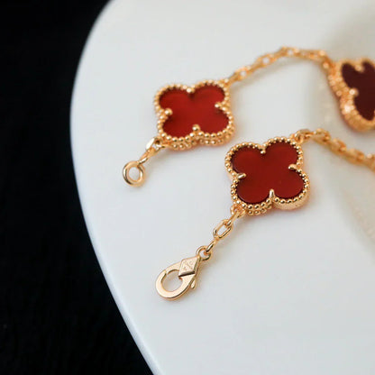 CLOVER 5 MOTIF RED CORNELIAN BRACELET COLLECTION