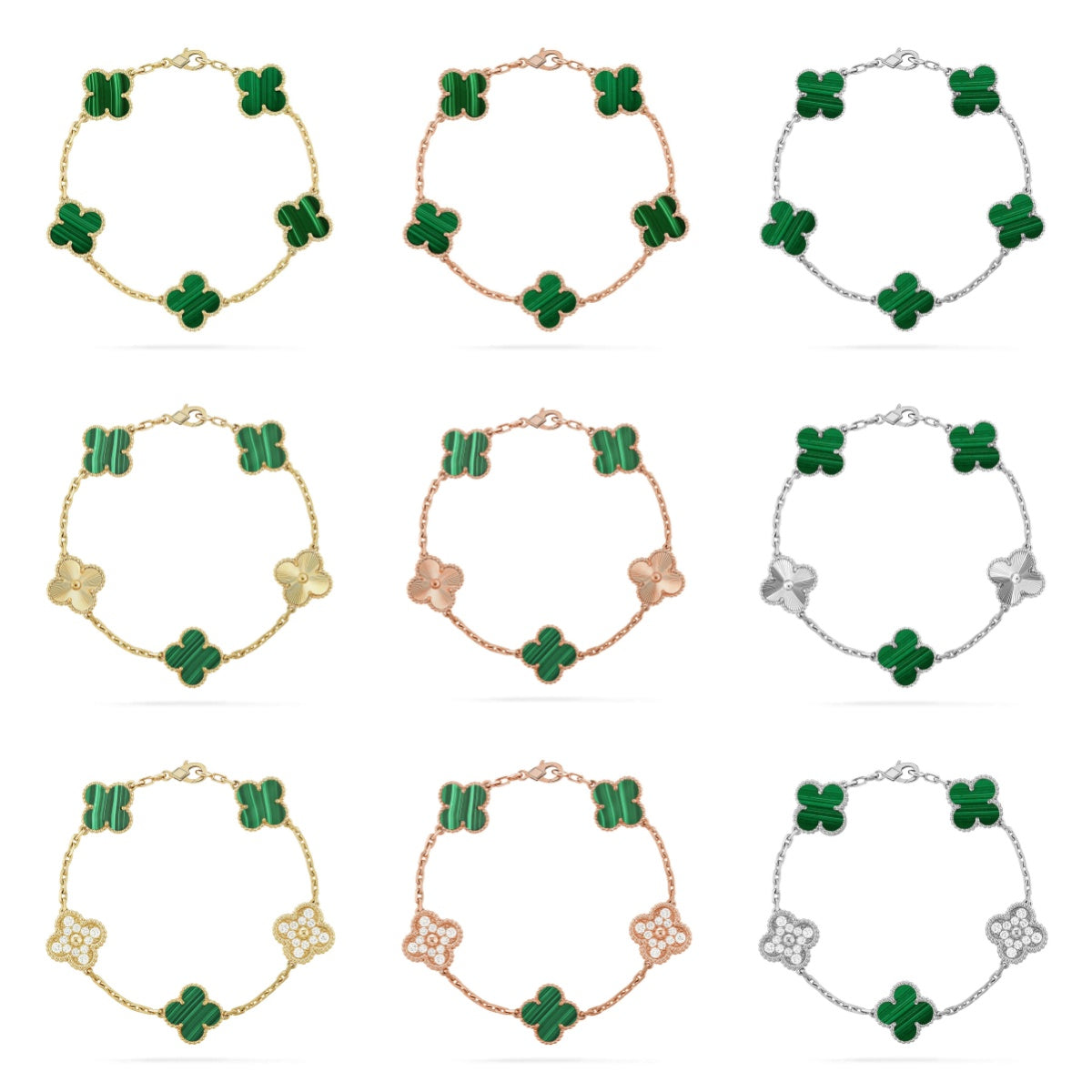 CLOVER 5 MOTIF MALACHITE BRACELET COLLECTION