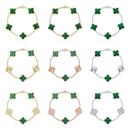 CLOVER 5 MOTIF MALACHITE BRACELET COLLECTION