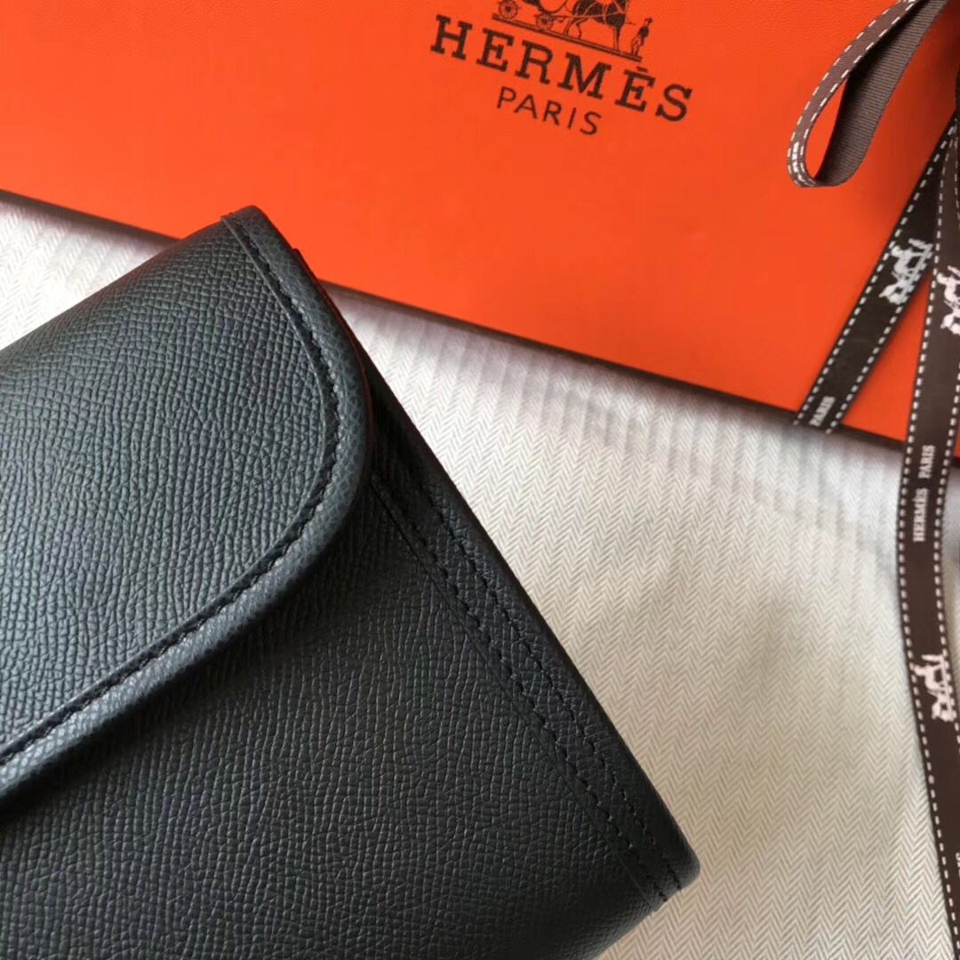 Pochette Hermès Jige Elan 29 en cuir Epsom noir