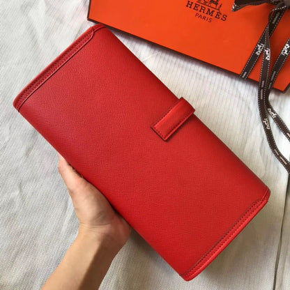 Pochette Hermès Jige Elan 29 en cuir Epsom rouge