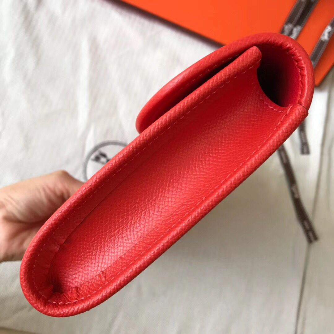 Pochette Hermès Jige Elan 29 en cuir Epsom rouge